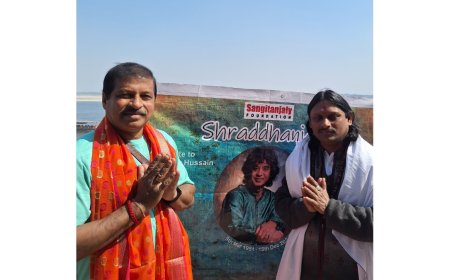 Abhijeeth Bhattacharjee and Sangitanjaly Foundation Pay Tribute to Ustad Zakir Hussain at Assi Ghat, Varanas