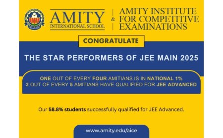 Amity’s Students Excels in JEE Main 2025 with 68 Scoring 99 Percentile Plus and Strong JEE Advanced Results