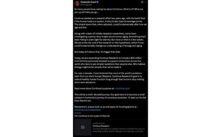 Renowned Indian Entrepreneur Deepinder Goyal Launches ‘Continue Research’ with a $25 Million Personal Fund to Reimagine Human Longevity